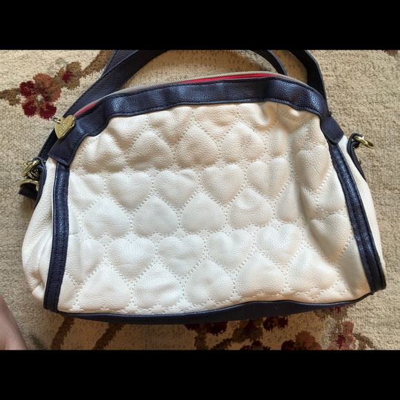 Auth Betsey Johnson White Blue Red Bow Purse Chain - Picture 9 of 13